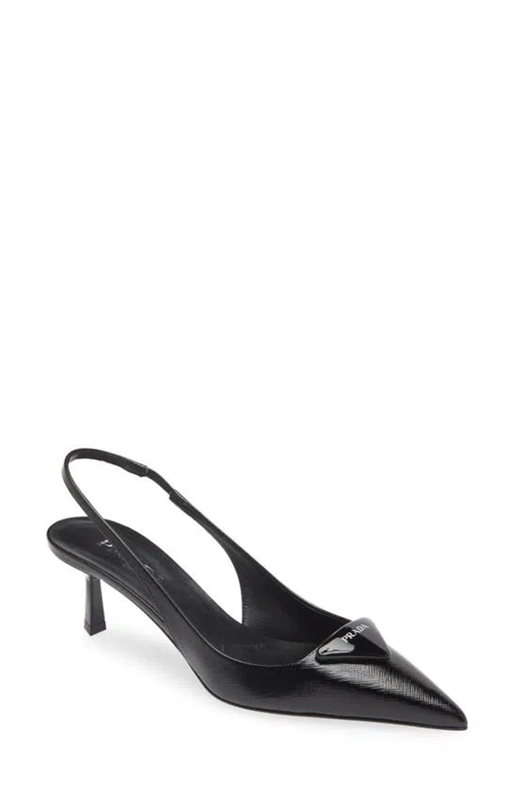 PRADA Pointed Toe Slingback Pumps In Black product image