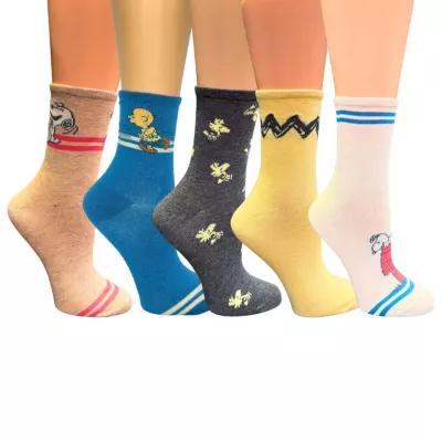 5 Pair Peanuts Snoopy Crew Socks Womens Product Image