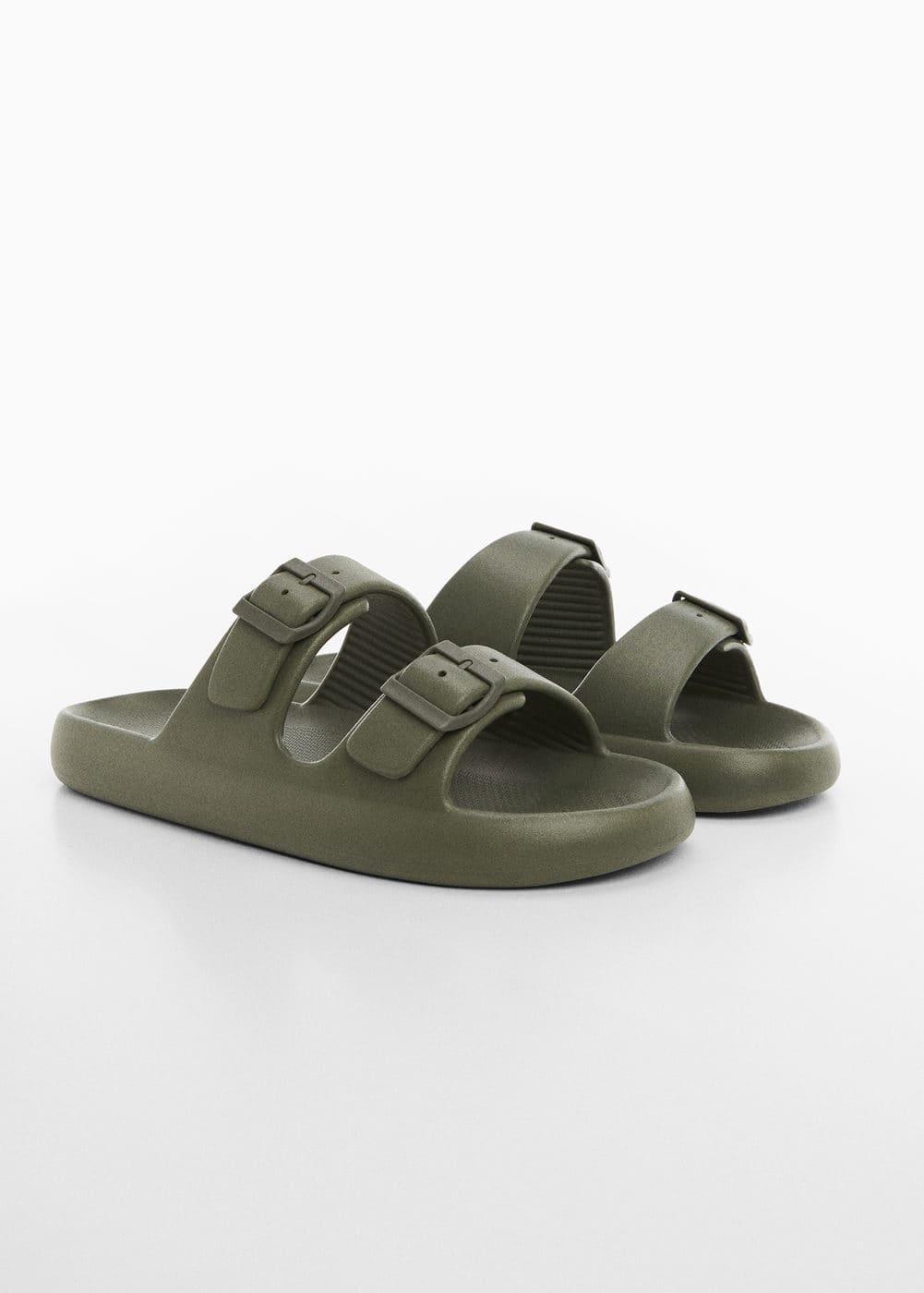 MANGO MAN - Double-buckle rubber sandals khakiMen Product Image