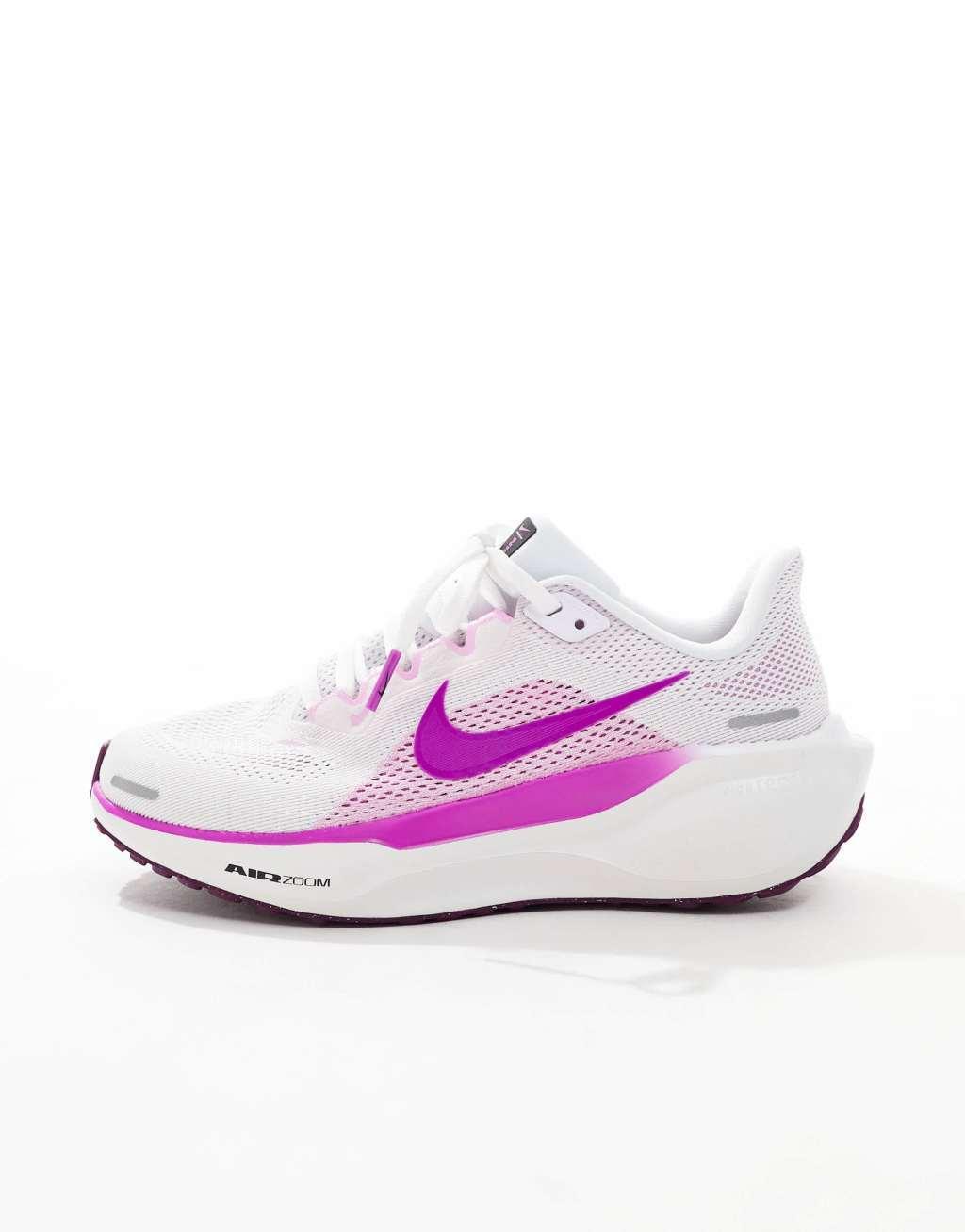 Nike Running Pegasus 41 sneakers in white and purple Product Image