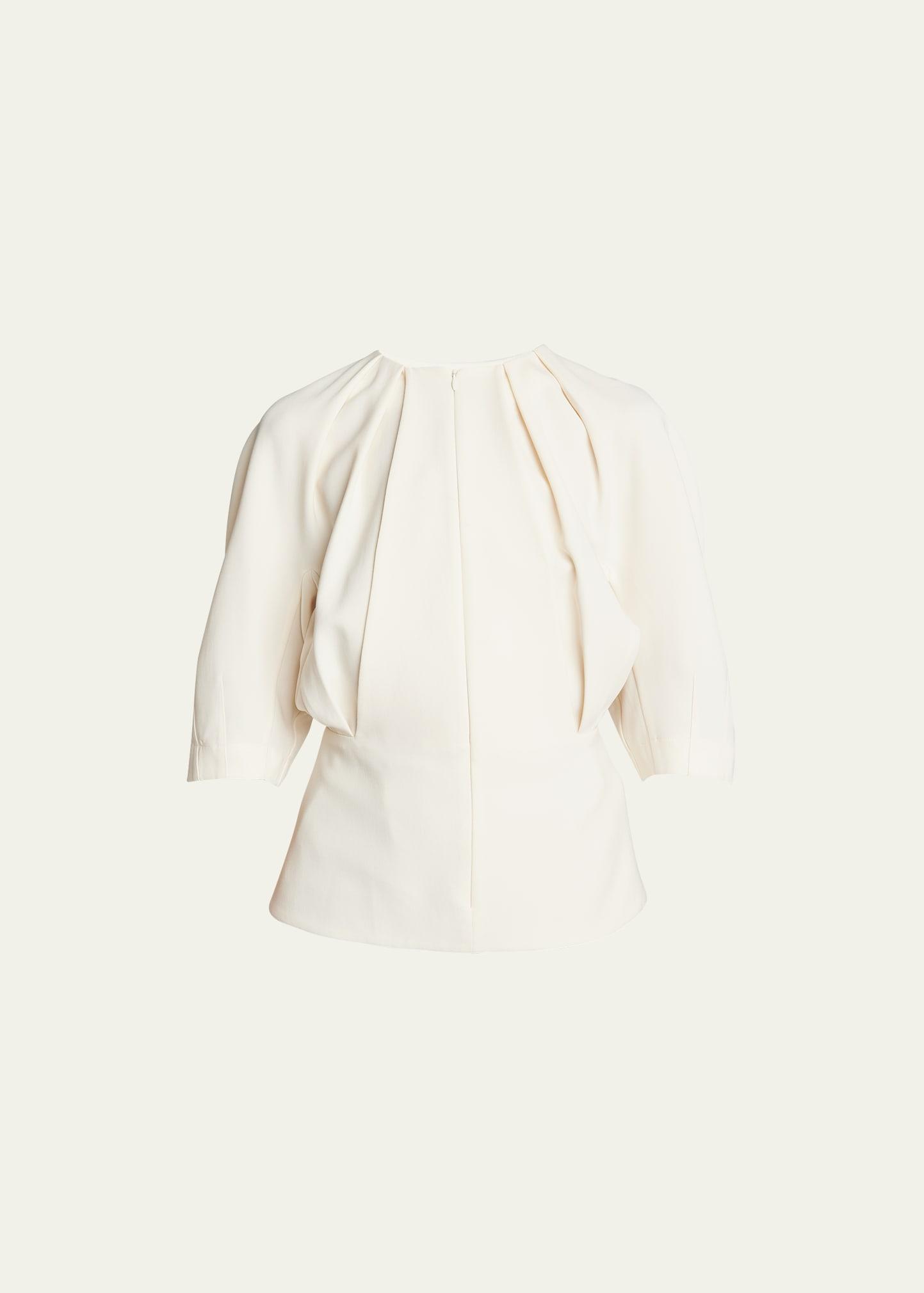 Womens Crepe Front-Zip Blouse Product Image