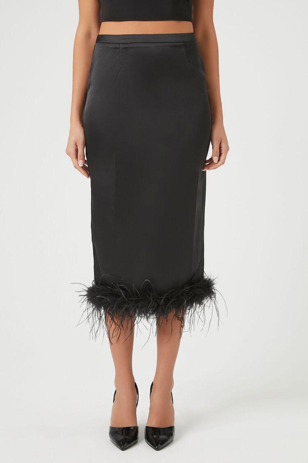 Feather-Trim Maxi Skirt | Forever 21 Product Image