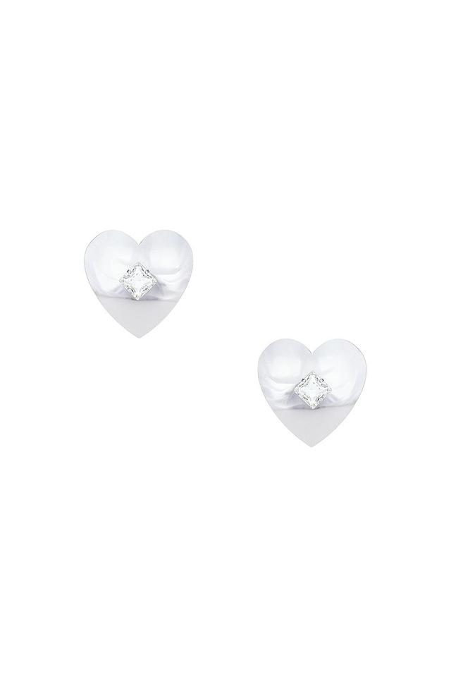 Alessandra Rich Metal Heart Earrings Metallic Silver.. Product Image