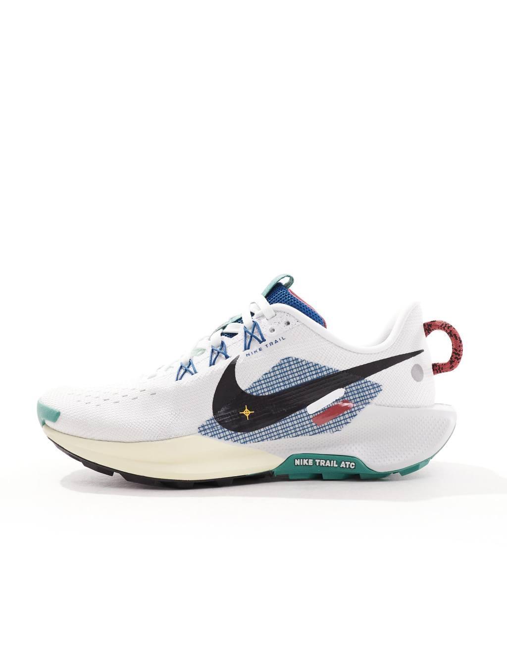 Nike Running Pegasus Trail 5 sneakers in white and court blue Product Image