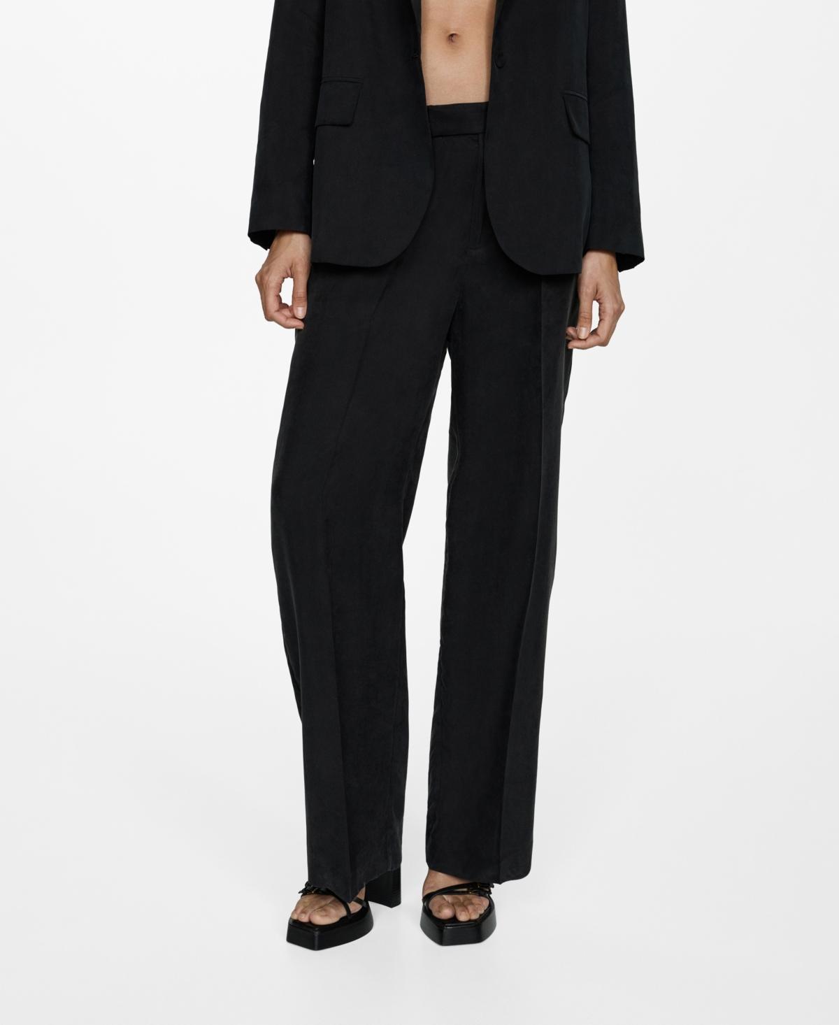 Mango Womens Straight-Fit Cupro Pants product image