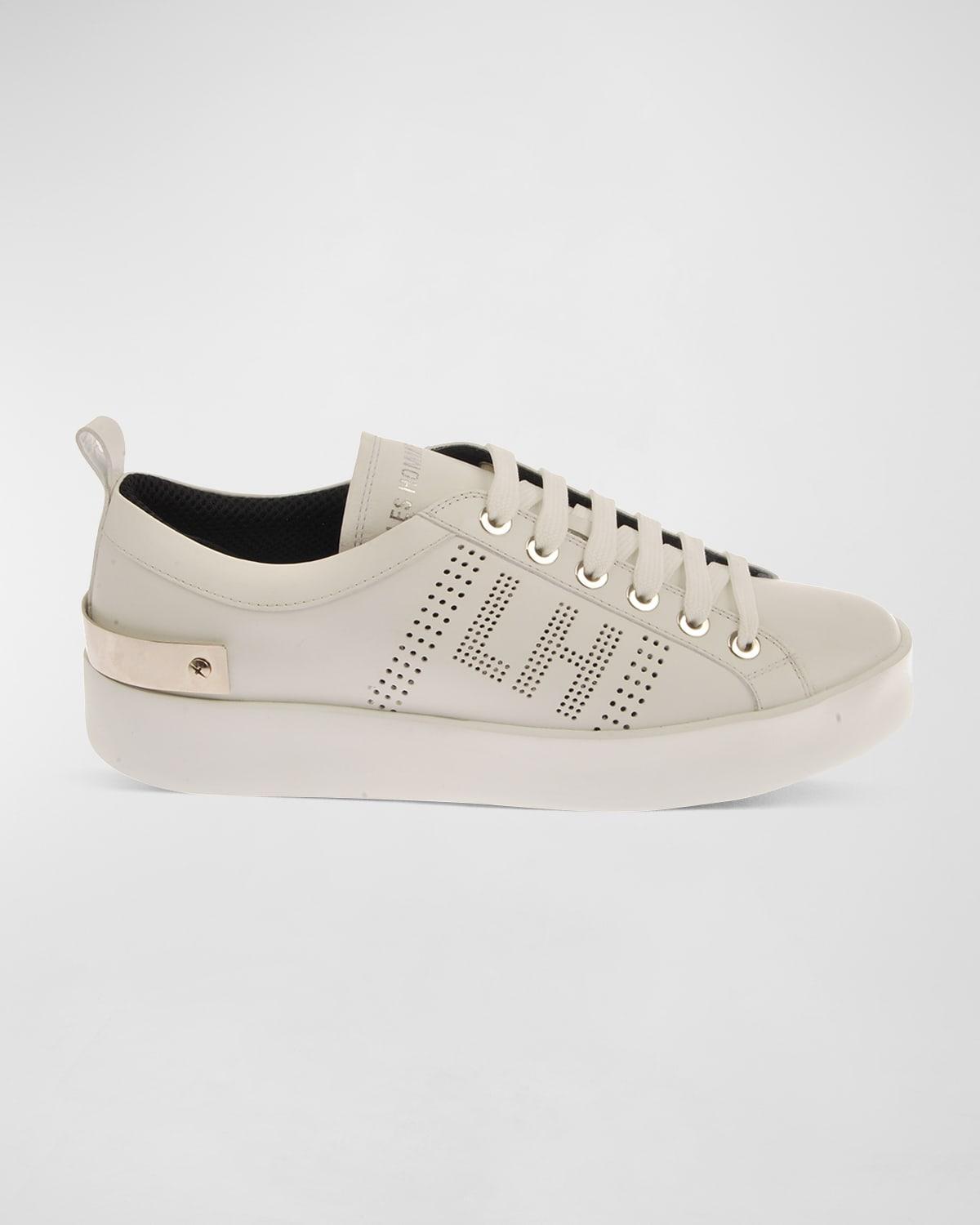 Mens Perforated Logo Leather Low-Top Sneakers Product Image