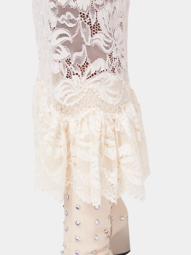 Maxi stretch lace ivory skirt Product Image