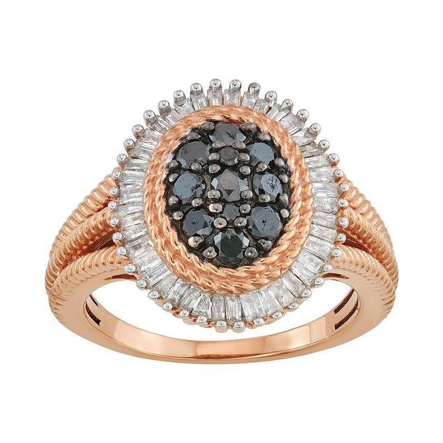 Jewelexcess Rose Gold Over Silver 1 Carat T.W. Black & White Diamond Ring, Womens Pink Tone Product Image