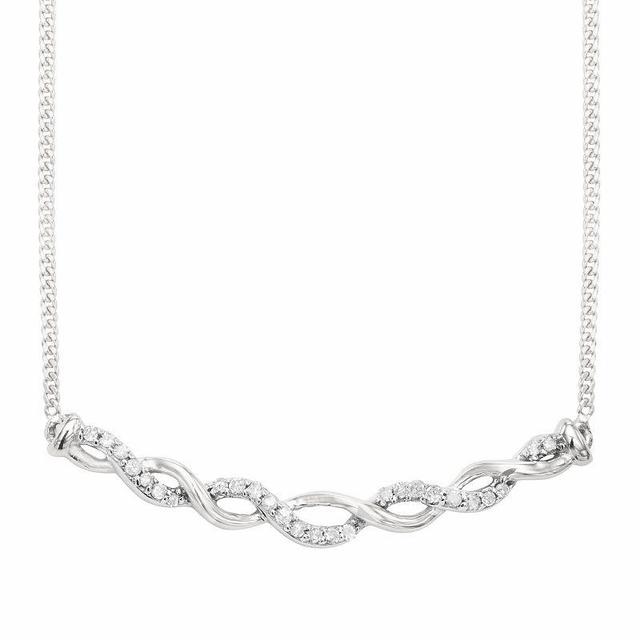 Two Tone Sterling Silver 1/8 Carat. T.W. Diamond Necklace, Womens Silver Rhodium Over Product Image