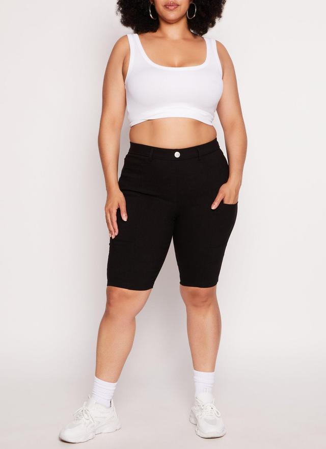 Womens Plus Size Stretch Pull On Bermuda Shorts Product Image