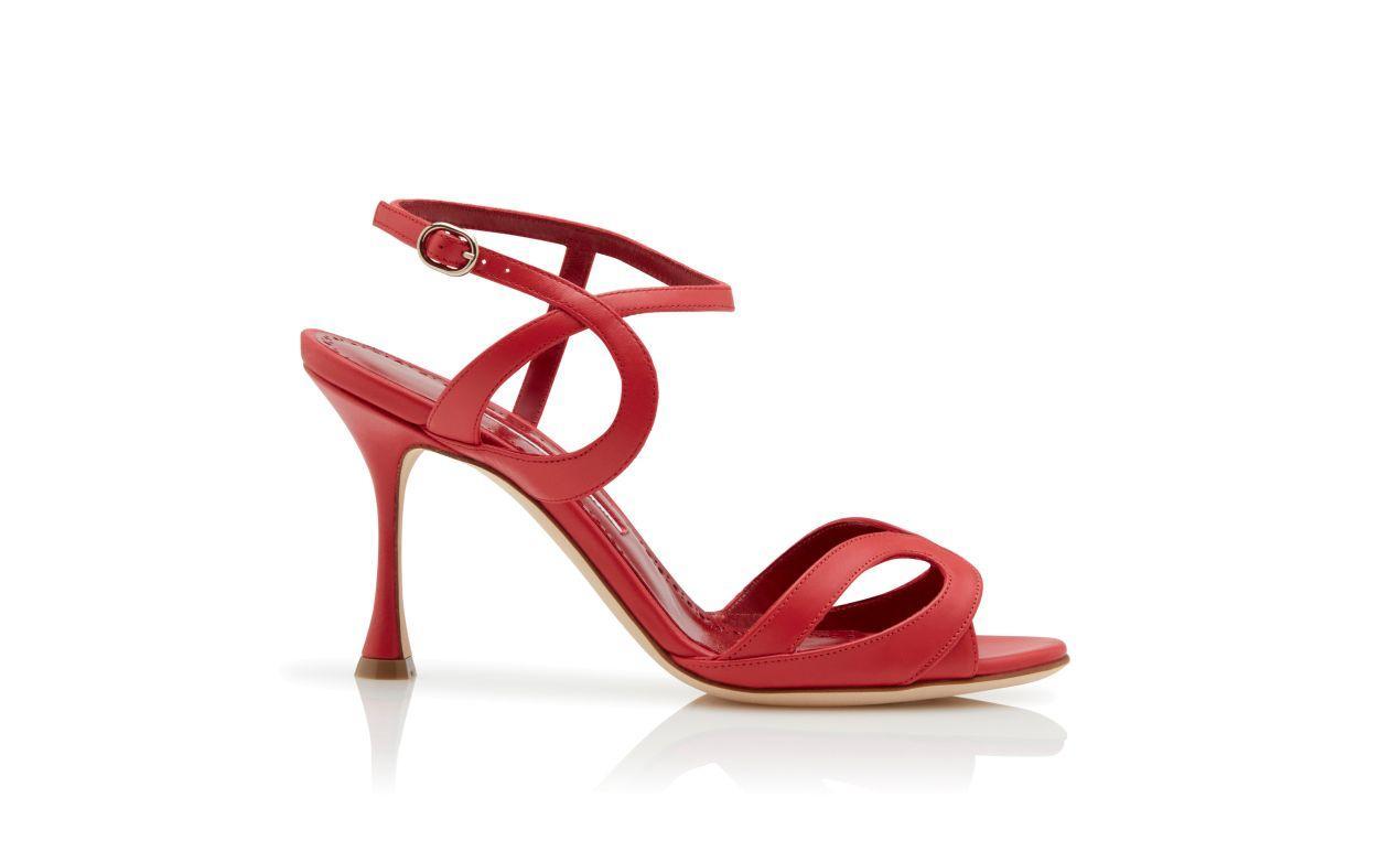 ELFAJRSAN Red Calf Leather Ankle Strap Sandals Product Image