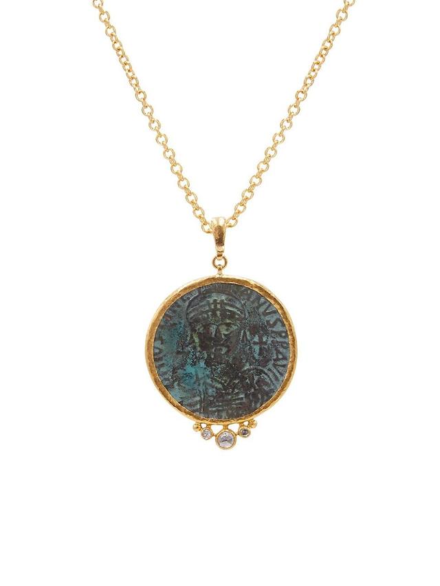 Womens Antiquites 24K Yellow Gold, 22K Yellow Gold, 18K Yellow Gold & Diamond One-Of-A-Kind Roman Coin Pendant Necklace Product Image