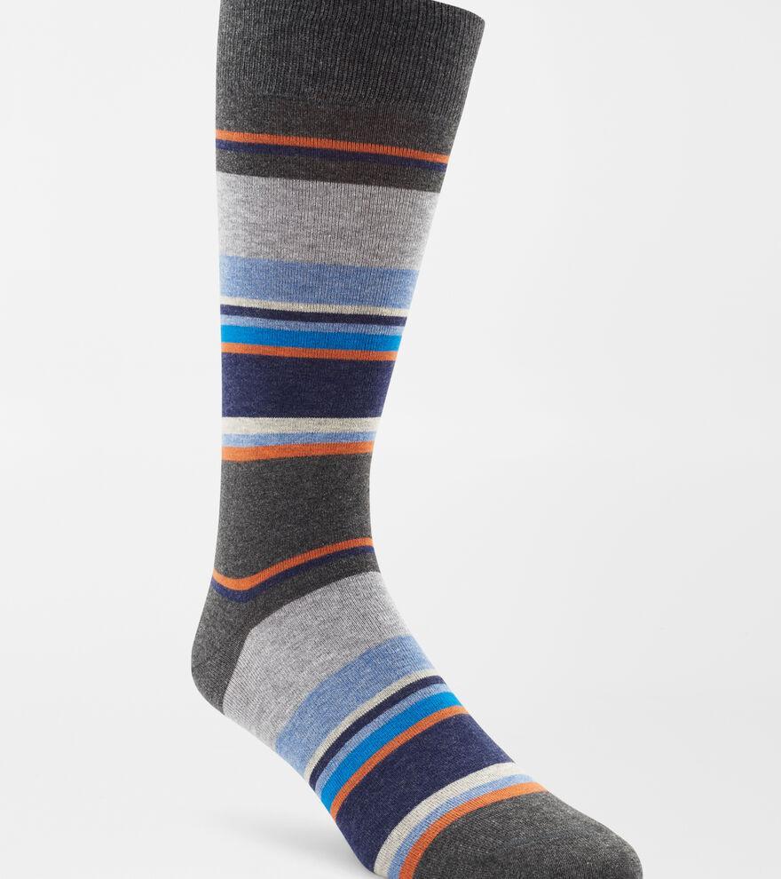 Peter Millar Mens Varied Bar Stripe Crew Sock | Color: Charcoal Heather | Size: OS Product Image