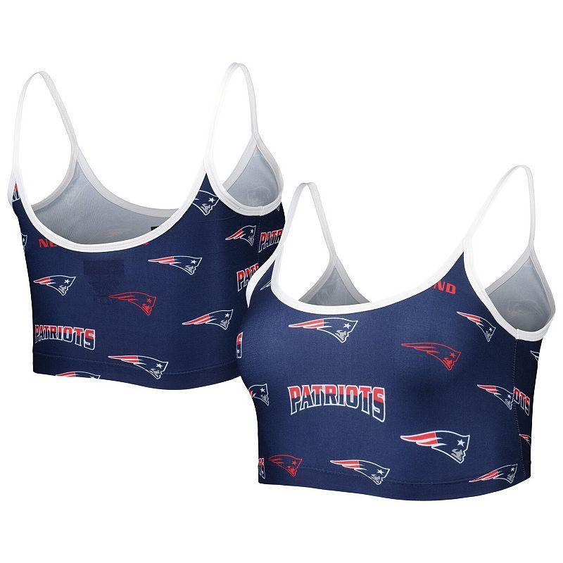 Womens Concepts Sport /White New England Patriots Breakthrough Allover Knit Sports Bra Blue Product Image