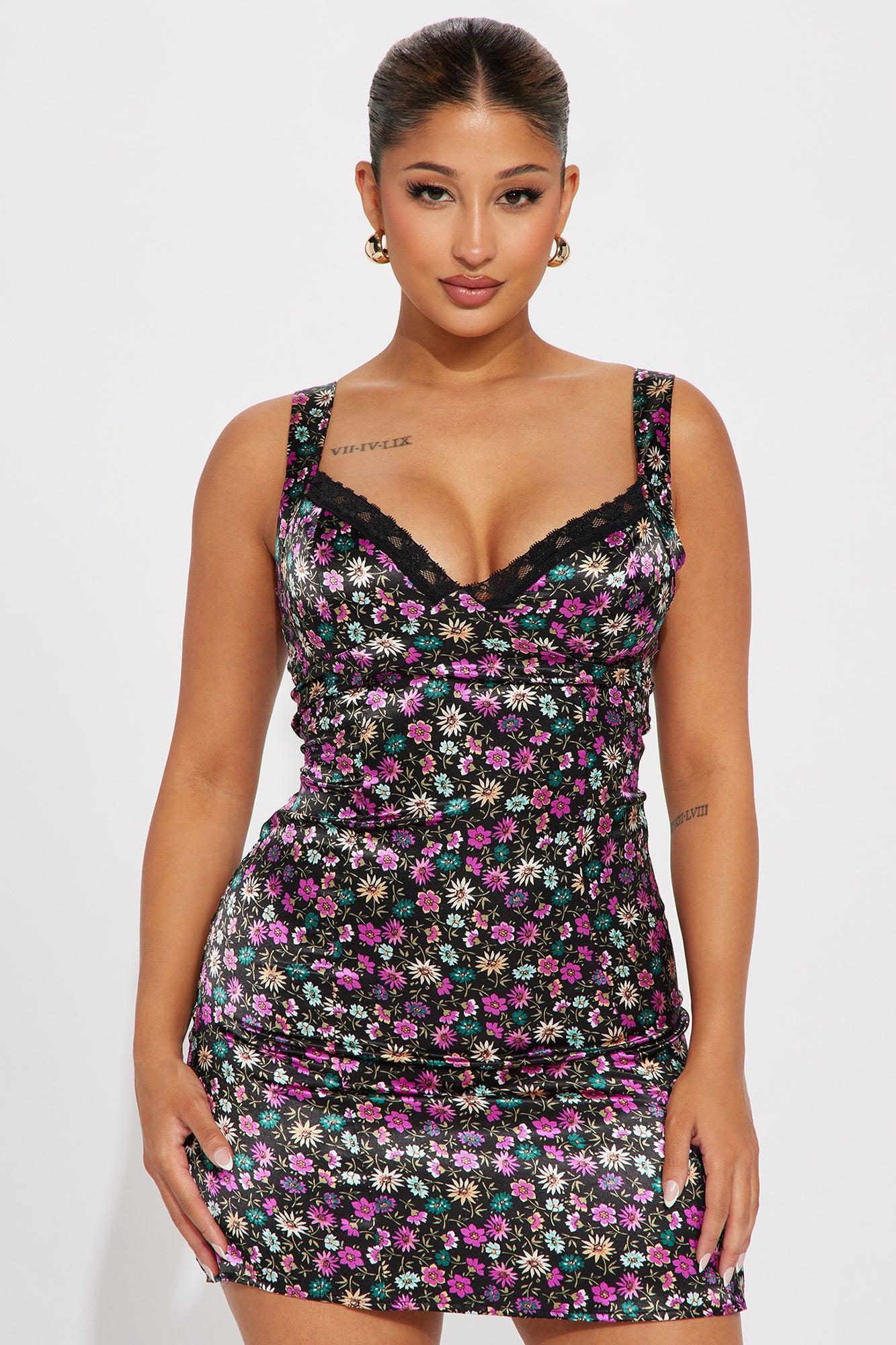 Jane Floral Mini Dress - Black/combo Product Image