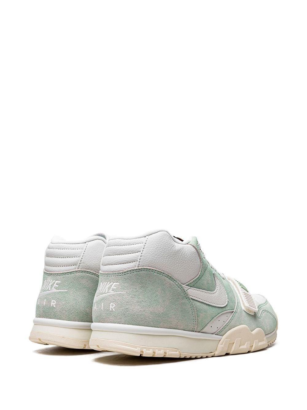 Air Trainer 1 Buckled-strap Suede And Leather Mid-top Trainers In Green Product Image