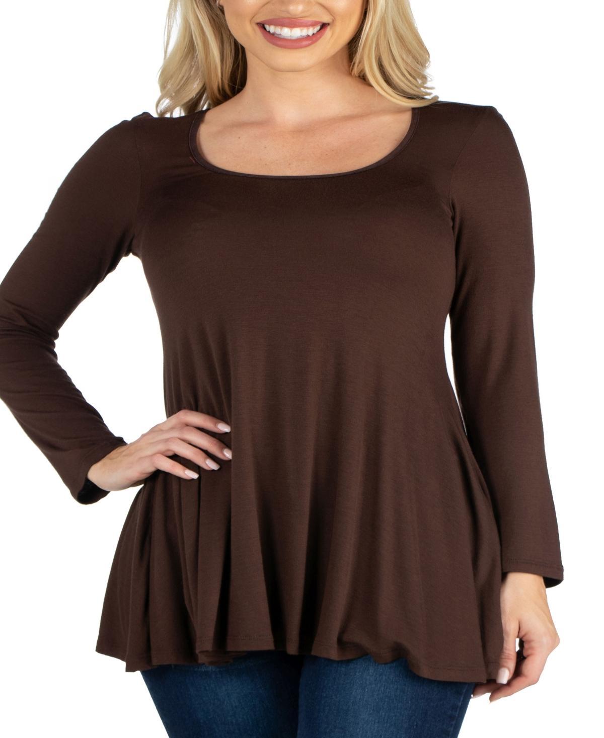 Womens Long Sleeve Swing Style Flared Tunic Top Product Image