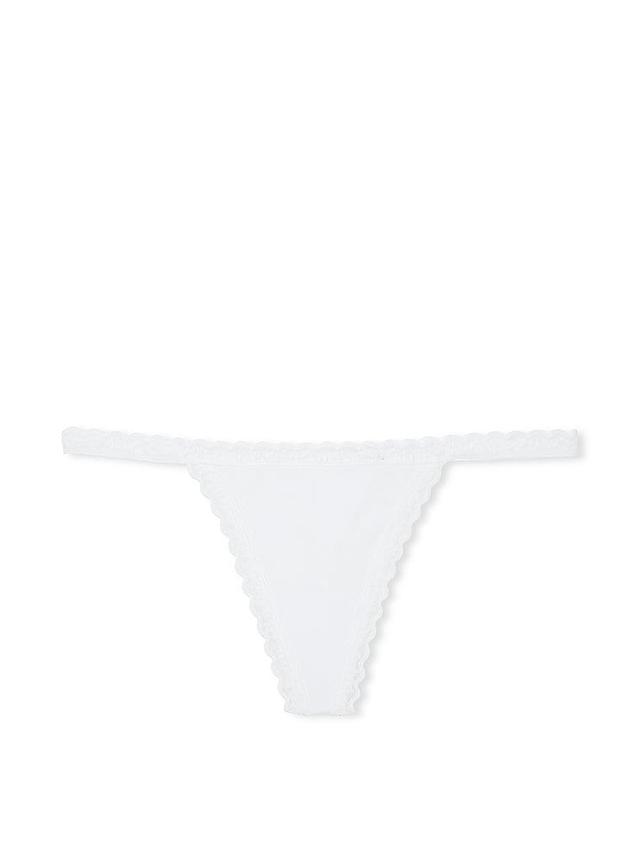 Lace-Trim Cotton V-String Panty Product Image