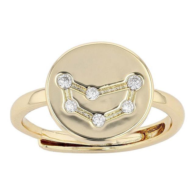 City Luxe Horoscope Cubic Zirconia Disk Horoscope Adjustable Ring, Womens, Gold Tone Capricorn Product Image