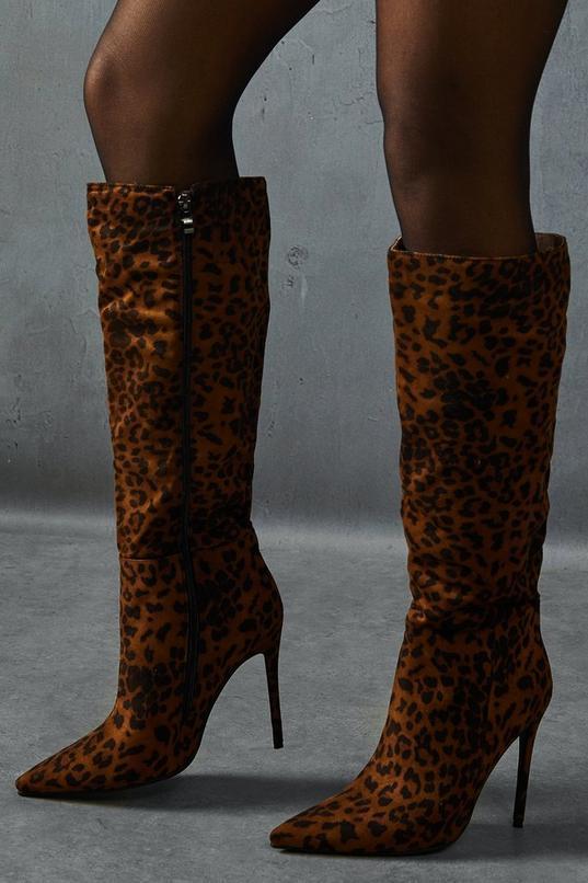 Leopard Print Knee High Boots product image