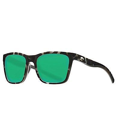 Costa Panga Polarized Mirrored Square Sunglasses - Matte Grey Green Mirror Product Image