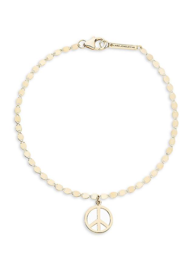 Womens 14K Yellow Gold Peace Charm Bracelet Product Image