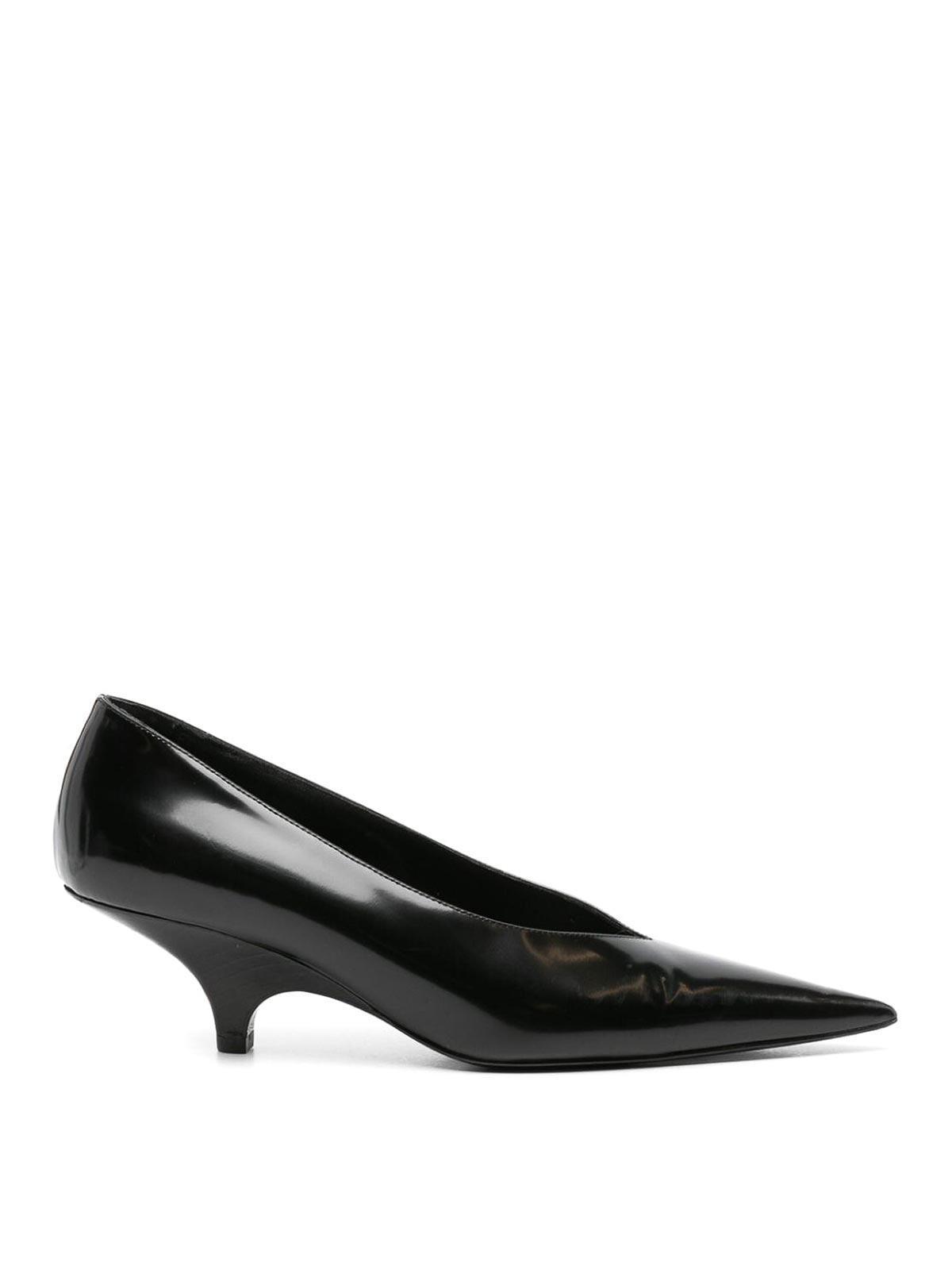 Sleek Leather Wedge Pumps In Black Product Image