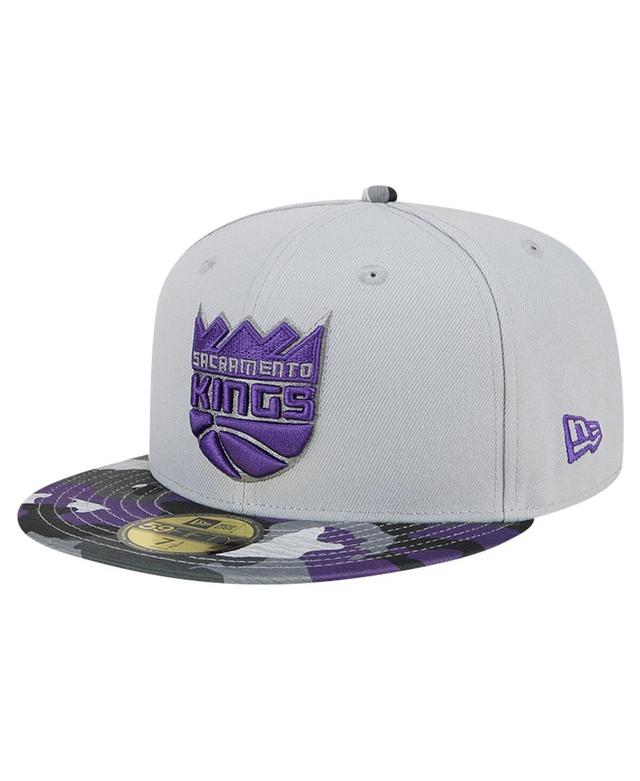 New Era Mens Gray Sacramento Kings Active Color Camo Visor 59Fifty Fitted Hat Product Image