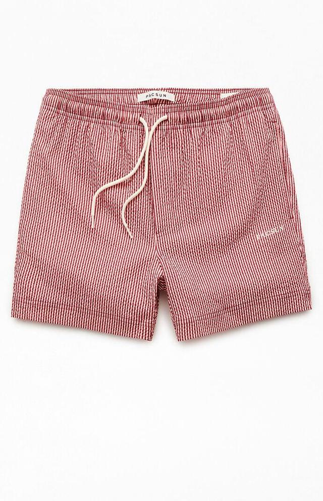 Men's Striped Seersucker 4.5" Swim Trunks Product Image