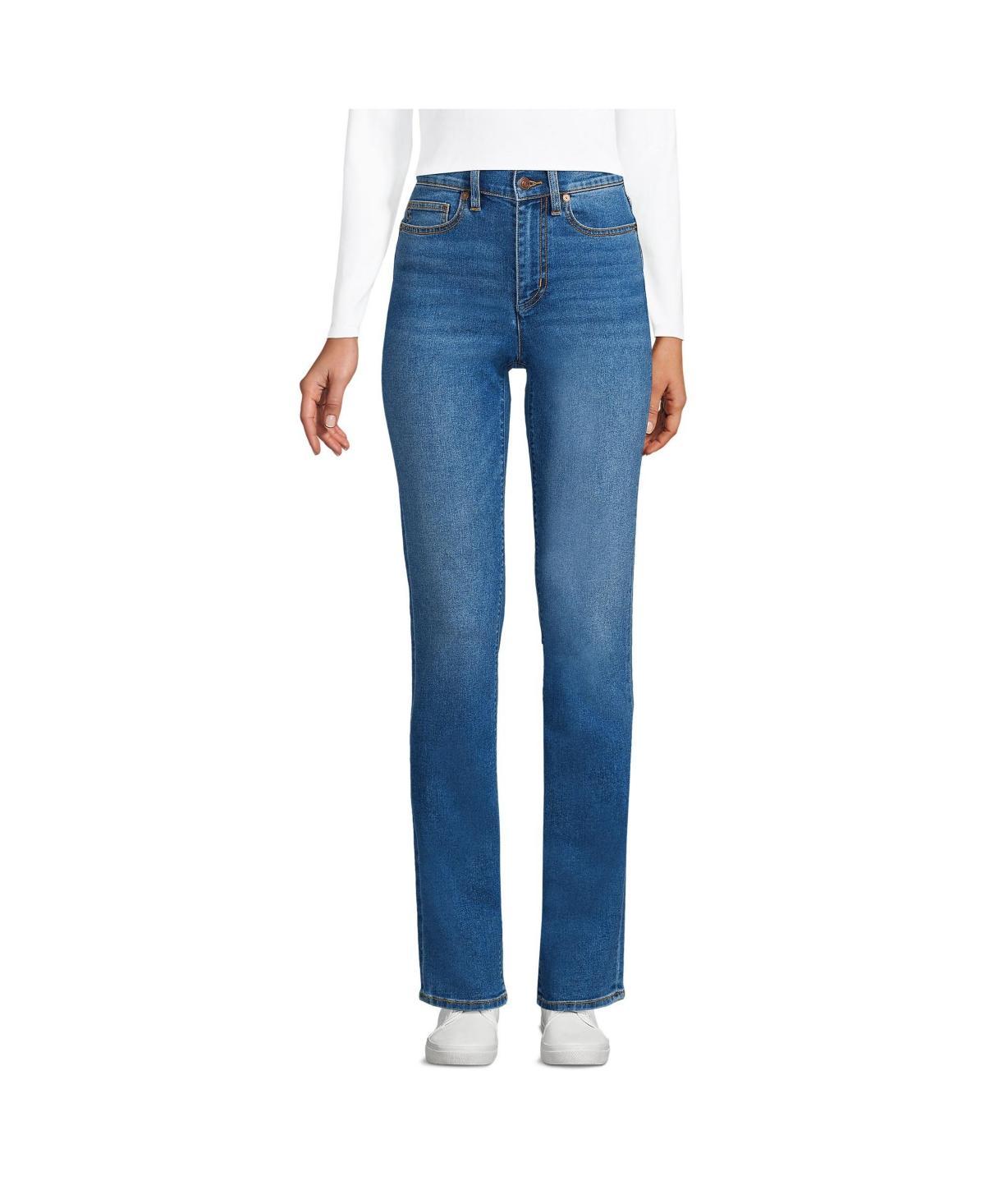 Womens Tall Lands End Recover High-Rise Straight-Leg Jeans Blue Product Image