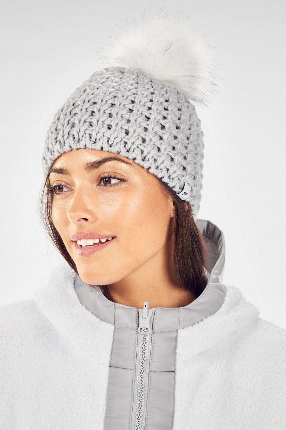 Fabletics Chunky Pom Beanie Womens blue Size Osfm Product Image