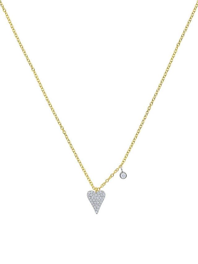 Womens Two-Tone 14K Gold & 0.1 TCW Diamond Heart Pendant Necklace Product Image