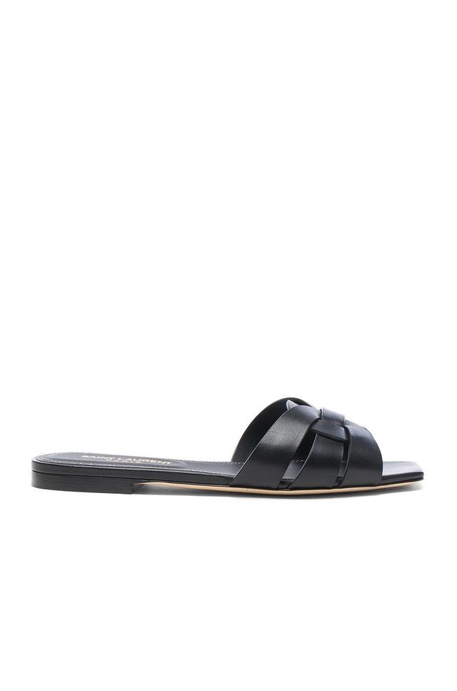 Saint Laurent Tribute Flat Sandals in Black Product Image