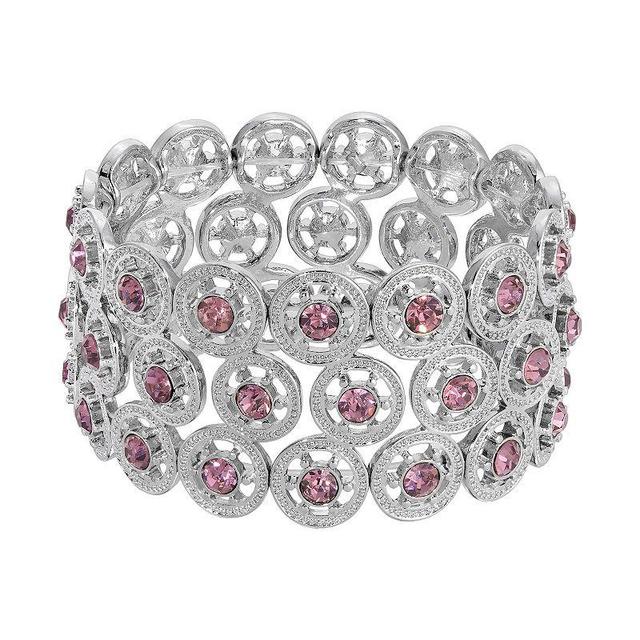 1928 Spoked Crystal Wide Stretch Bracelet, Womens, Purple Product Image