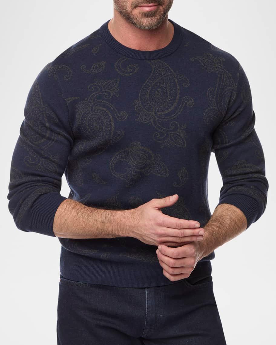 Mens Orlin Cotton and Cashmere Paisley Crewneck Sweater Product Image