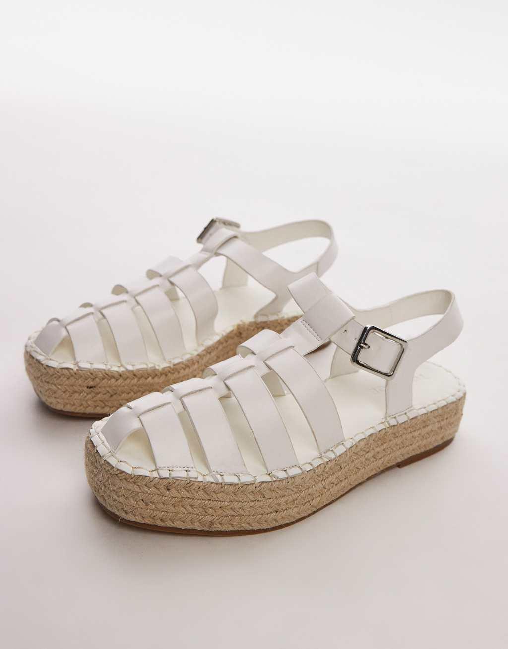 Topshop Chilli fisherman style espadrilles in white Product Image