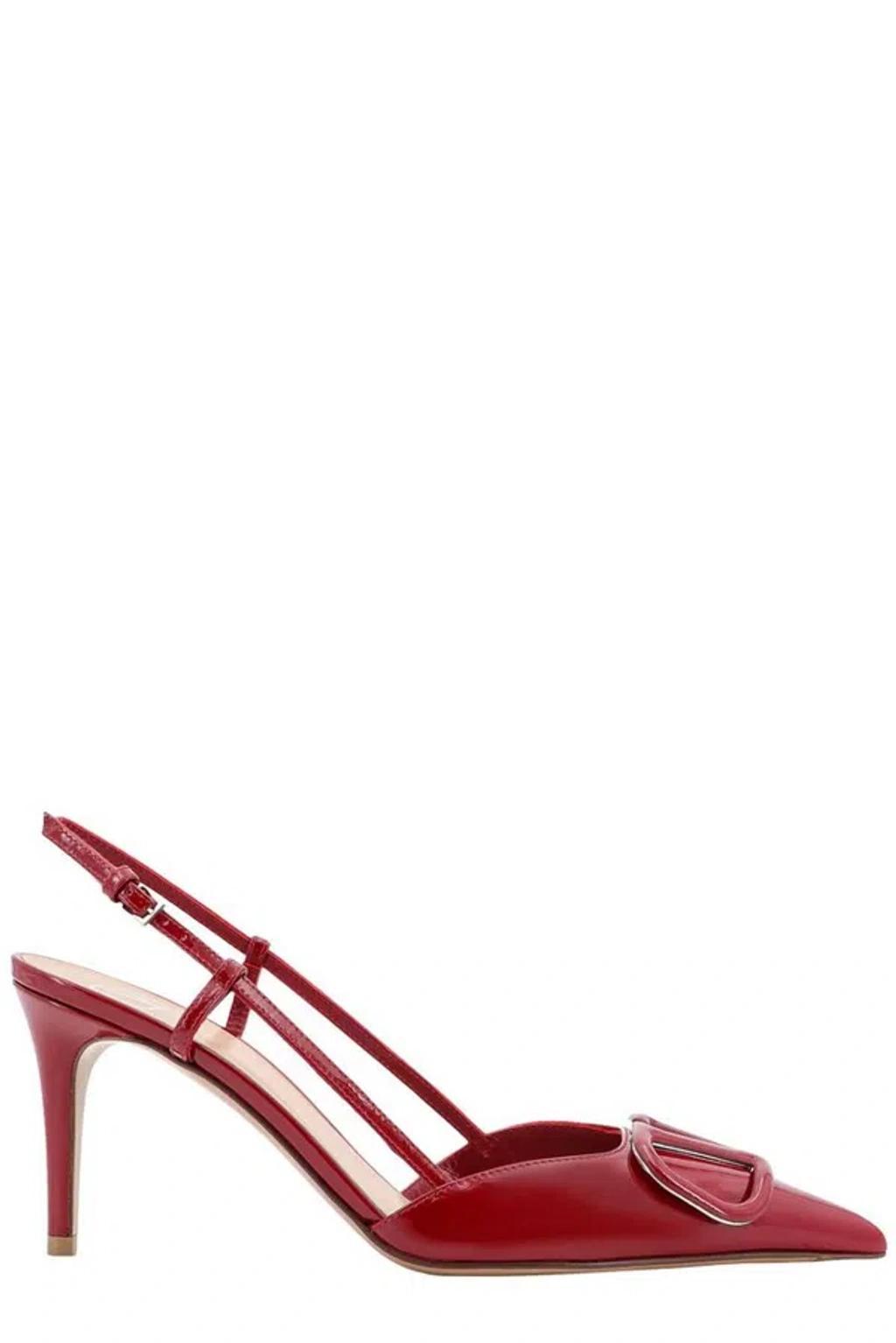 VALENTINO GARAVANI Valentino Vlogo Signature Pointed Toe Slingback Pumps In Rot Product Image