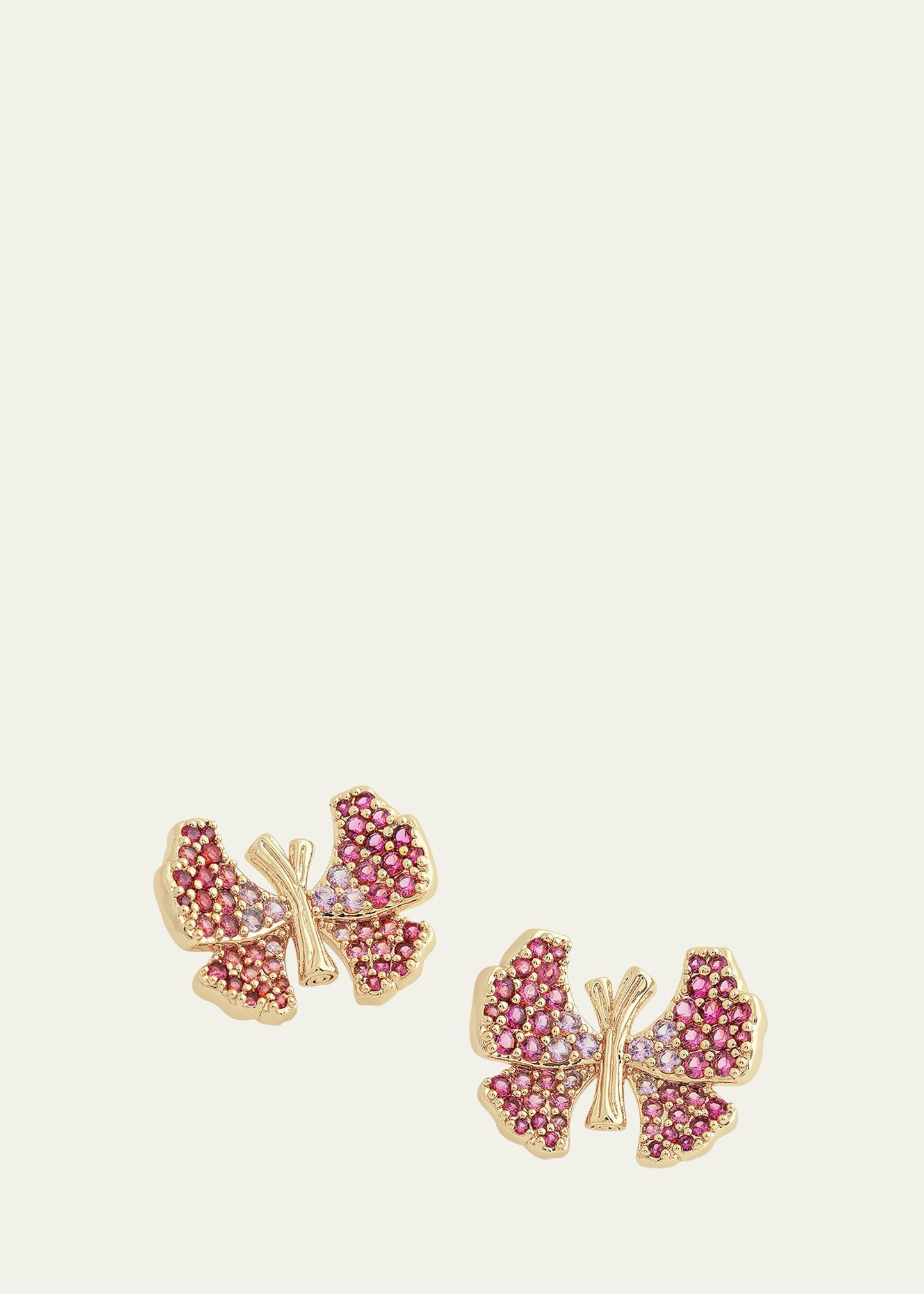 Womens Butterfly 18K Gold-Plated & Cubic Zirconia Stud Earrings Product Image