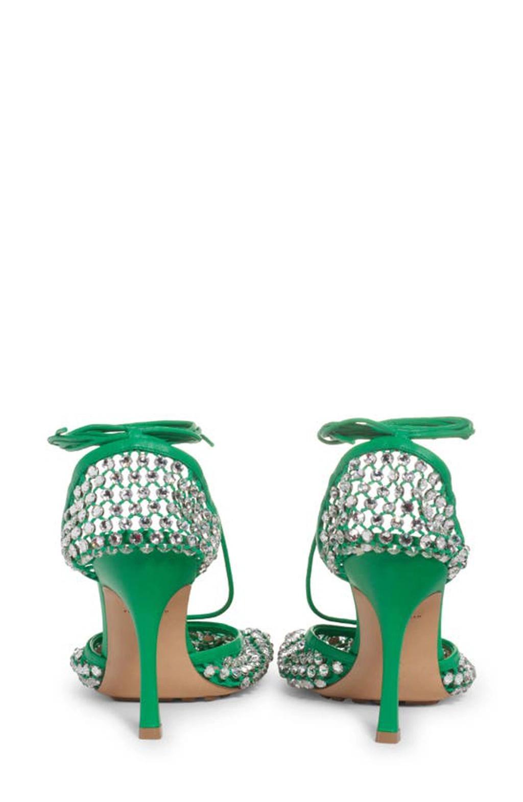 BOTTEGA VENETA Green Sparkle Stretch Lace-up Sandal In Parakeet Product Image