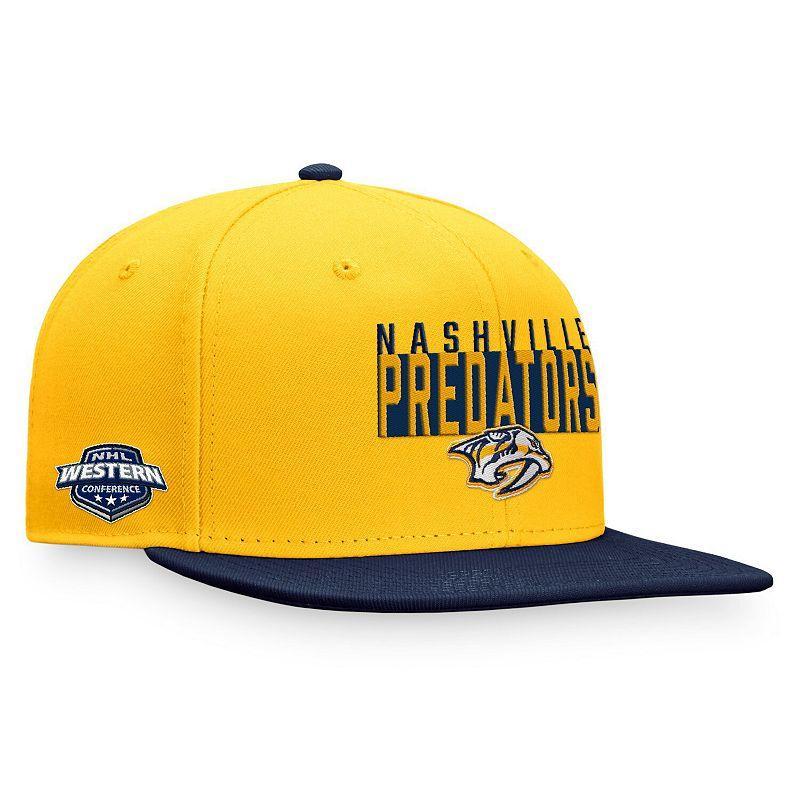 Mens Fanatics Branded Gold/Navy Nashville Predators Fundamental Colorblocked Snapback Hat, PDT Gold Product Image