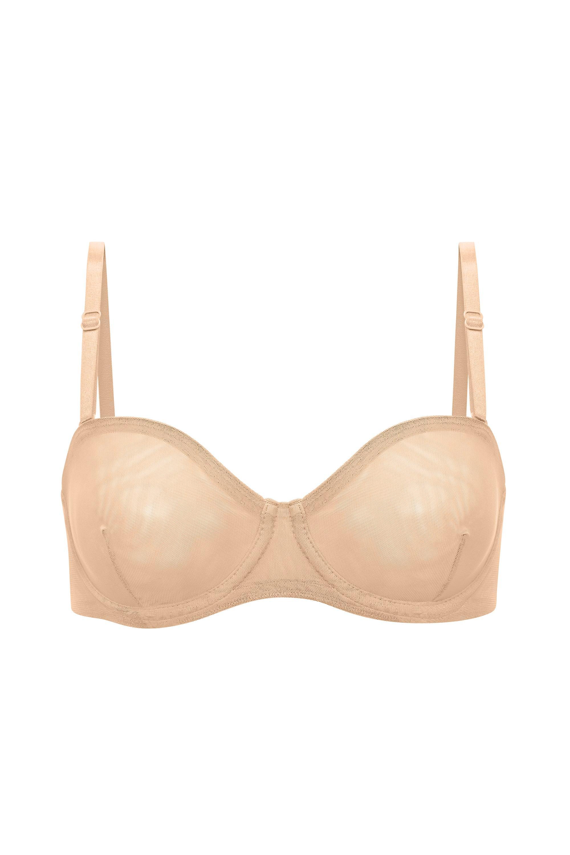 Soft Mesh Strapless Bra in Beige Product Image