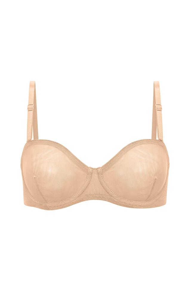 Soft Mesh Strapless Bra in Beige Product Image