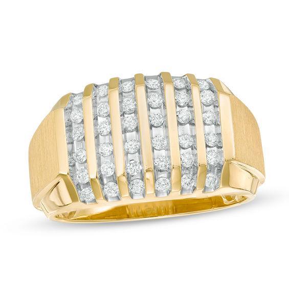 Men's 1/2 CT. T.w. Diamond Vertical Multi-Row Ring in 10K Gold Product Image