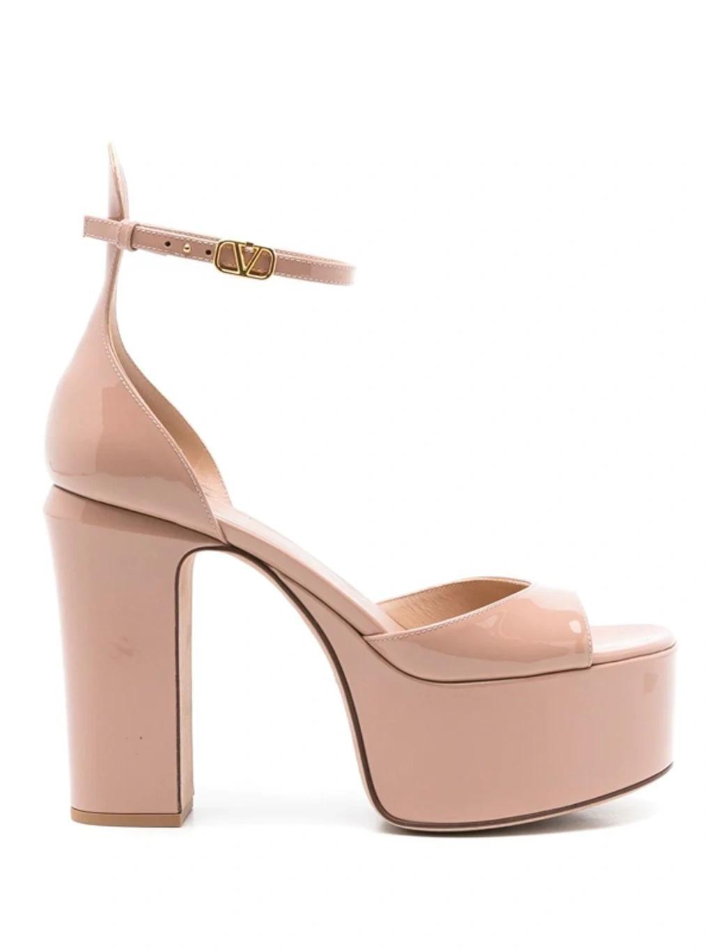 VALENTINO GARAVANI 120mm Tan-go Patent Leather Sandals In Rose Cannelle Product Image