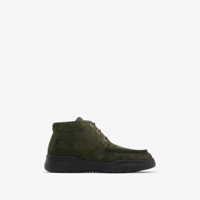 BURBERRY Suede Log Boots In Loch Product Image