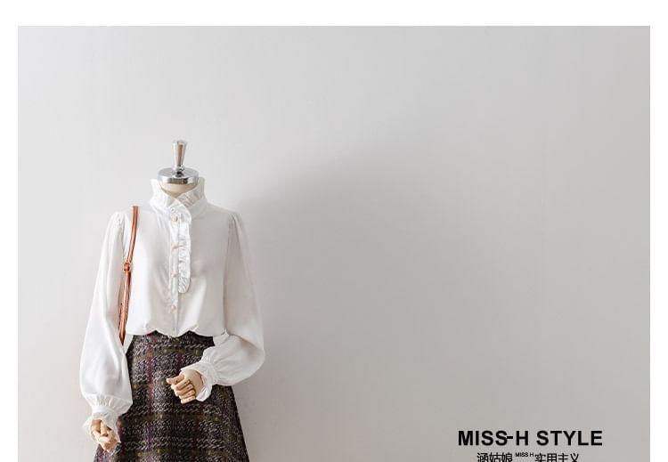 High Rise Plaid Mini A-Line Skirt Product Image