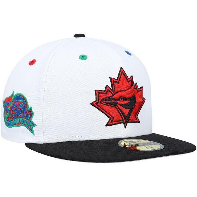 Mens New Era White/Black Toronto Blue Jays 25th Anniversary Primary Eye 59FIFTY Fitted Hat Product Image