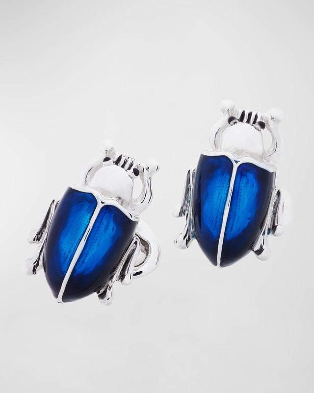 Men's Sterling Silver Ombre Enamel Beetle Cufflinks Product Image