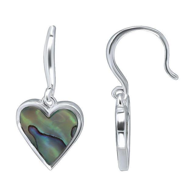 Aleure Precioso Silver Plated Abalone Small Heart Drop Earrings, Womens, Multicolor Product Image