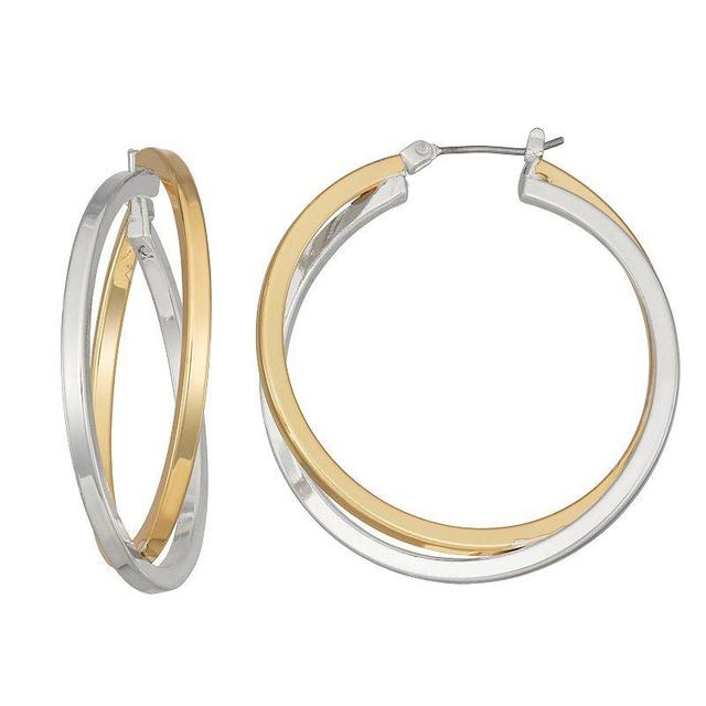 Napier Criss Cross Hoop Earrings, Womens, Two Tone Product Image